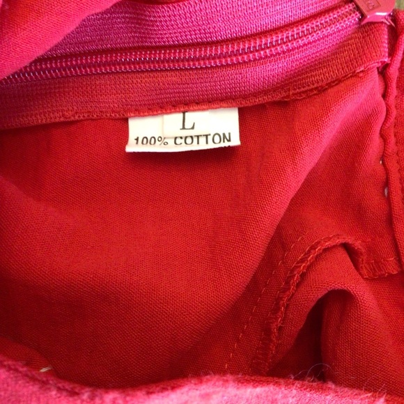 Womens Fashion Red Beaded Ethnic Half Sleeve Faux Flower Kurta Top Size Large - Picture 6 of 9